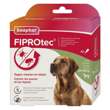 Beaphar Fiprotec pour chiens contre les tiques et les puces 20-40 kg 4 pipettes de 2,68 ml