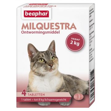 Beaphar Milquestra ver comprimés chat 4 comprimés de 2 à 12 kg