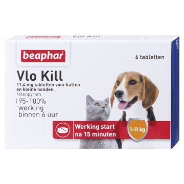 Beaphar Flea Kill+ pour chats et chiens jusqu'à 11 kg 6 Comprimés