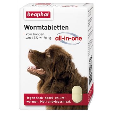 Beaphar Worm Tablets All-in-One 17,5 - 70 kg 2 Comprimés