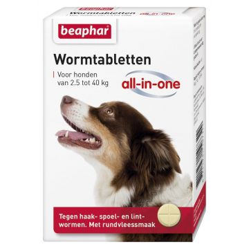 Beaphar Worm Tablets All-in-One 2,5 - 40 kg 4 Comprimés