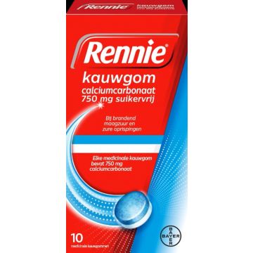 Rennie Chewing-gum menthe poivrée sans sucre 10 pièces