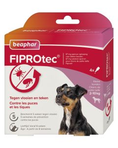 Beaphar Fiprotec pour chiens 2-10 kg contre les tiques et les puces 4 pipettes de 0,67 ml