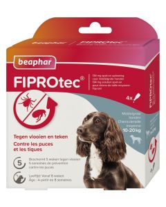 Beaphar Fiprotec pour chiens contre les tiques et les puces 10-20 kg 4 pipettes de 1,34 ml