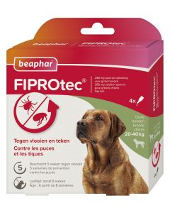 Beaphar Fiprotec pour chiens contre les tiques et les puces 20-40 kg 4 pipettes de 2,68 ml