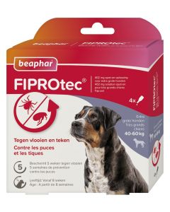 Beaphar Fiprotec pour chiens contre les tiques et les puces 40-60 kg 4 pipettes de 4,02 ml