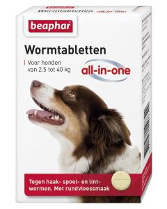 Beaphar Worm Tablets All-in-One 2,5 - 40 kg 4 Comprimés