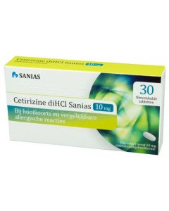 Sanias Cetirizine 10 mg 30 Tabletten tegen hooikoorts